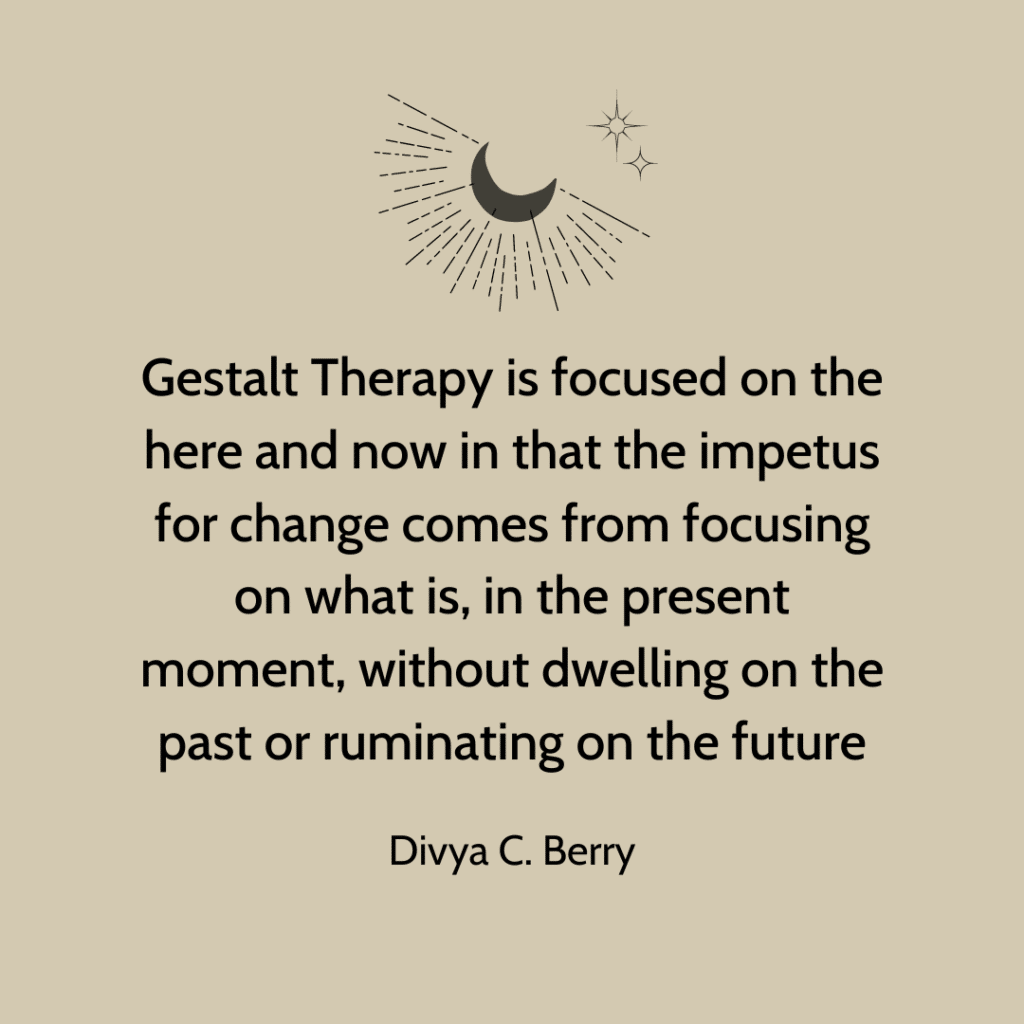 Quotation from Divya C Berry about identity in Gestalt therapy
