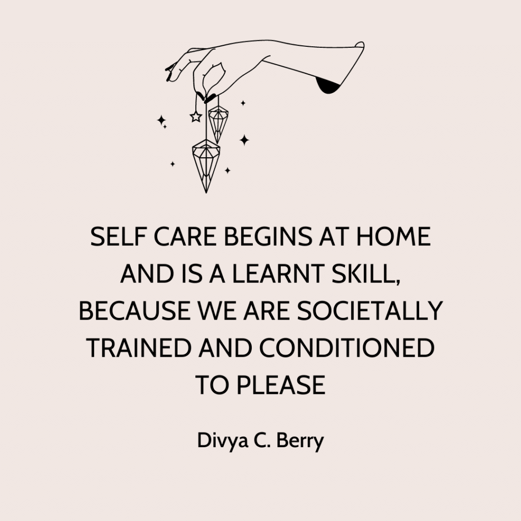 Text quotation about self-care as a trigger to unlocking potential